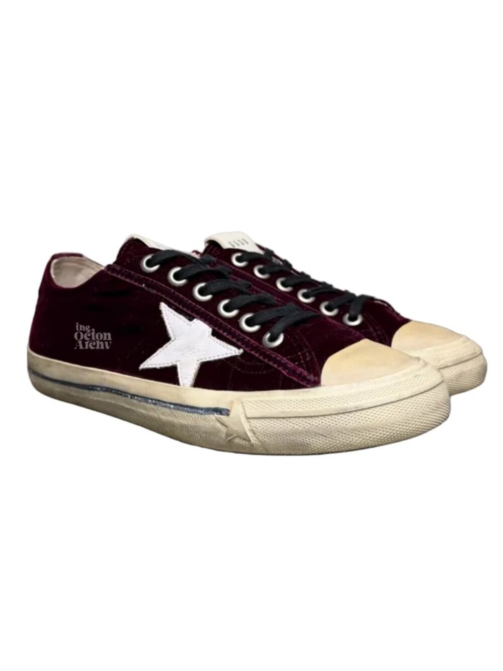 Size 39 Golden Goose V-Star 2 'Velvet Bordeaux/White' GWF00129.F005056 Pre-Owned